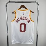 Maillot de Basket #0 Haliburton Pacers 20-21 Vintage Blanc Imprimé